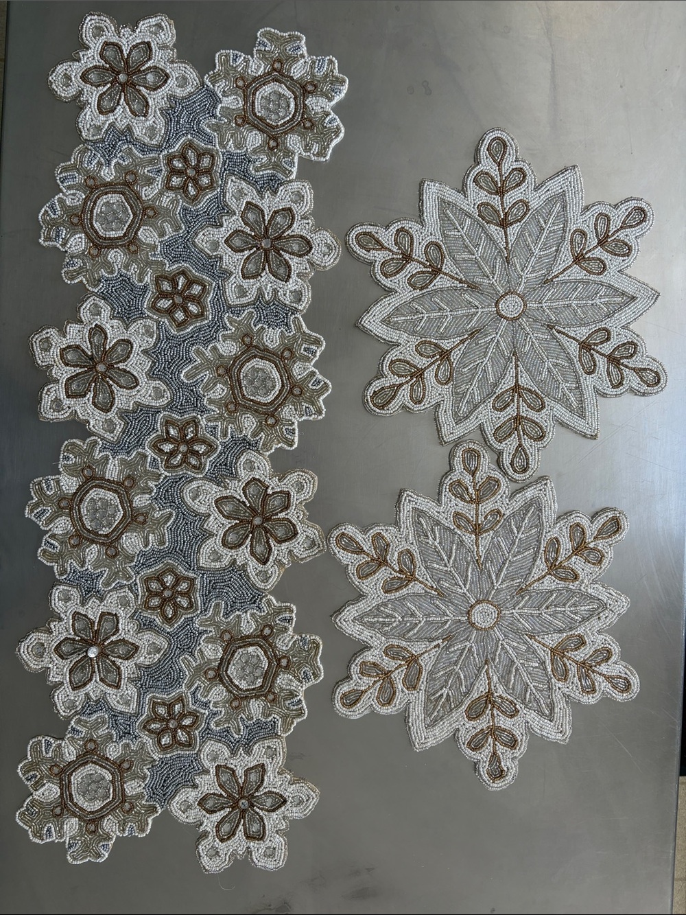 Kirkland Signature White Snowflake Table Runner with Matching Placemats